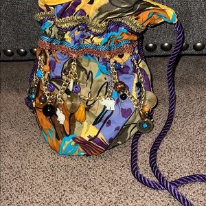 Boho crossbody bag chain with charms coins elephant beads